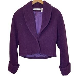 VTG Paul Alexander Wool Blend Retro Terry Cloth Textured Cropped Womens Blazer 6